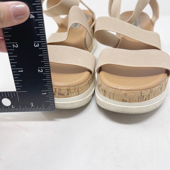 Steve Madden Size 9 Cream Bandi Flatform Sandals Strappy Elasticized Stacked - Picture 12 of 13